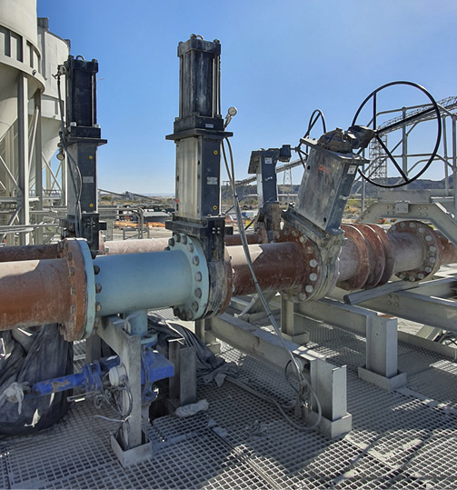 Weir’s DELTA INDUSTRIAL knife-gate valves in a tailings application at a gold mine.