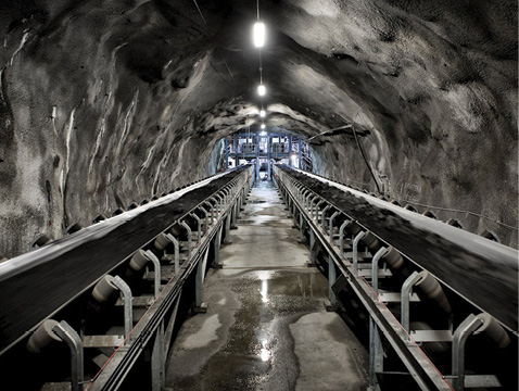 LKAB runs a conveyor system that carries 5 million t/y. of iron ore. Image: LKAB. 
