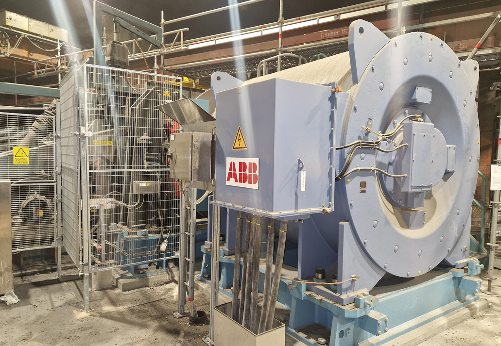 An ABB permanent-magnet synchronous motor (PMSM) at the LKAB Malmberget mine.