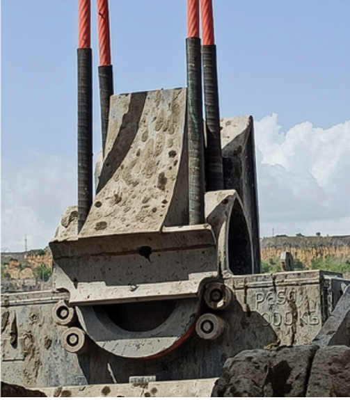 Gladiator Shields installed on WireCo TUF-MAX shovel hoist ropes near the bail to help prevent unpredictable failures due to operational damage.