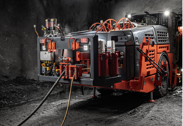 Pumpable resins reduce cycle times and improve installation quality. Pictured: Sandvik DD422i pumpable bulk resin system, which supports rebar, self-drilling (SDB), and hollow bar bolt types.