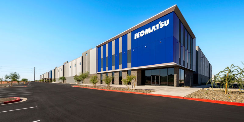 Rendering of the Komatsu distribution facility in Mesa, Ariz.